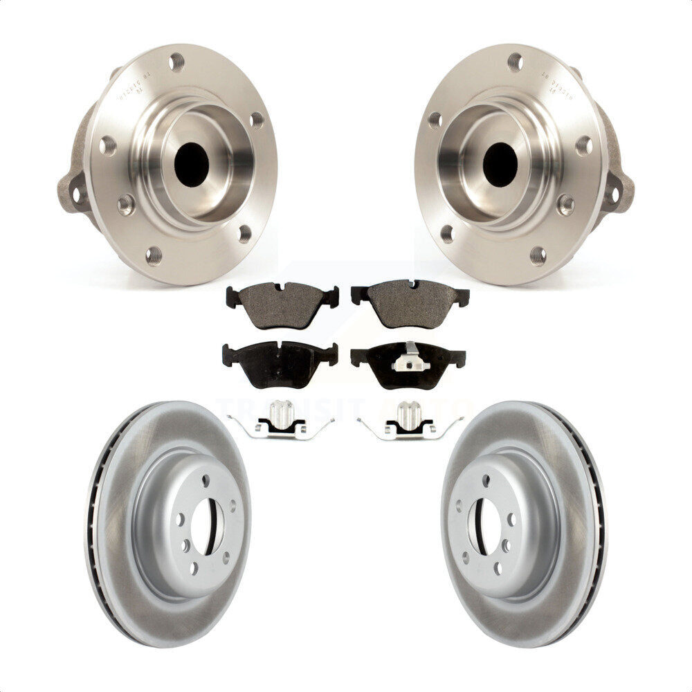 Front Hub Bearing Assembly With Coated Disc Brake Rotors And Semi-Metallic Pads Kit For 2011 BMW 528i Without Performance Brakes 330mm Diameter Rotor KBB-103542 by Transit Auto