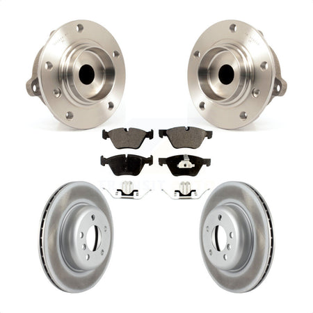 Front Hub Bearing Assembly With Coated Disc Brake Rotors And Semi-Metallic Pads Kit For 2011 BMW 528i Without Performance Brakes 330mm Diameter Rotor KBB-103542 by Transit Auto