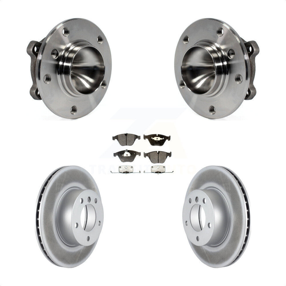 Front Hub Bearing Assembly With Coated Disc Brake Rotors And Semi-Metallic Pads Kit For 2007 BMW 323i 312mm Diameter Rotor KBB-103597 by Transit Auto