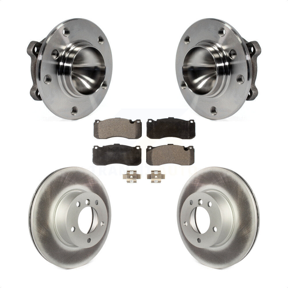 Front Hub Bearing Assembly With Coated Disc Brake Rotors And Semi-Metallic Pads Kit For 2012 BMW 328i 3.0L 340mm Diameter Rotor KBB-103599 by Transit Auto
