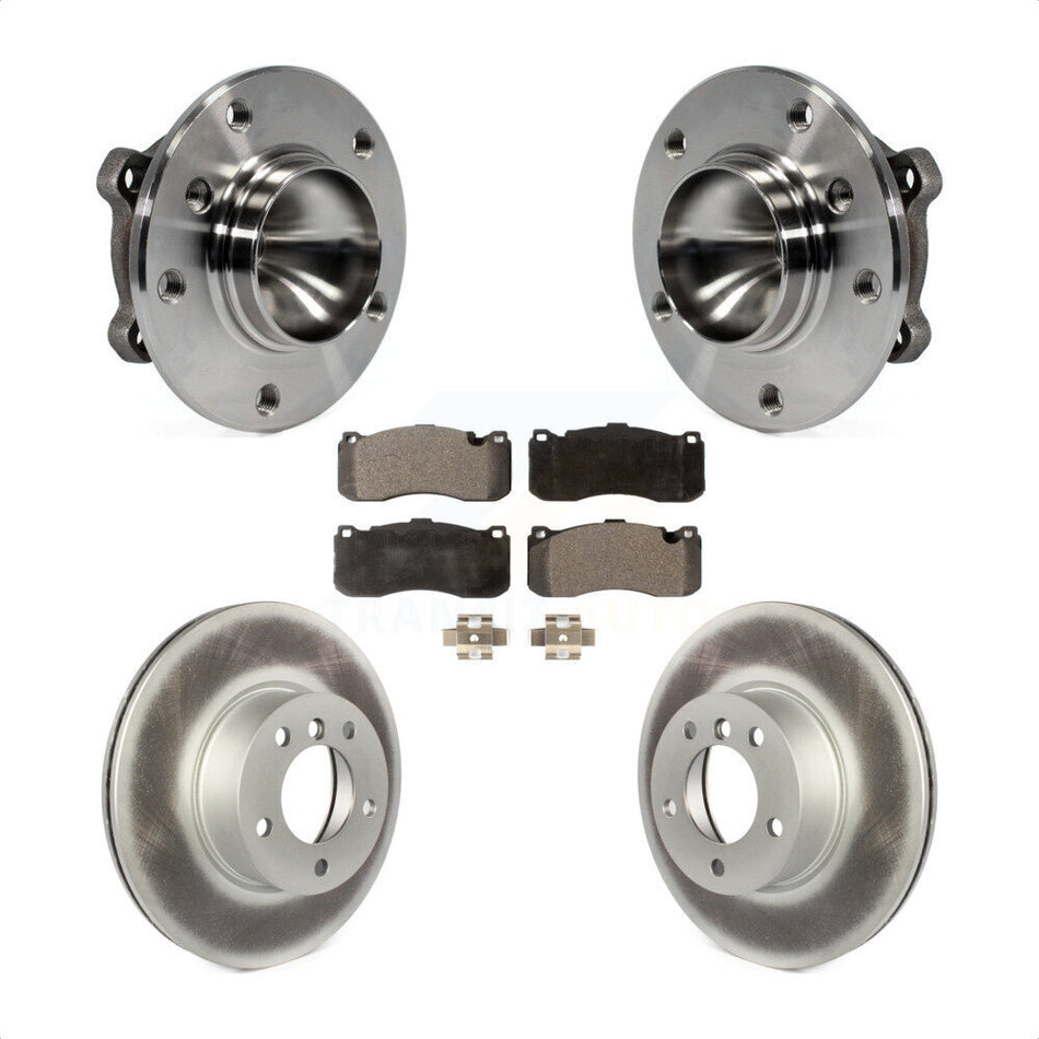 Front Hub Bearing Assembly With Coated Disc Brake Rotors And Semi-Metallic Pads Kit For 2012 BMW 328i 3.0L 340mm Diameter Rotor KBB-103599 by Transit Auto