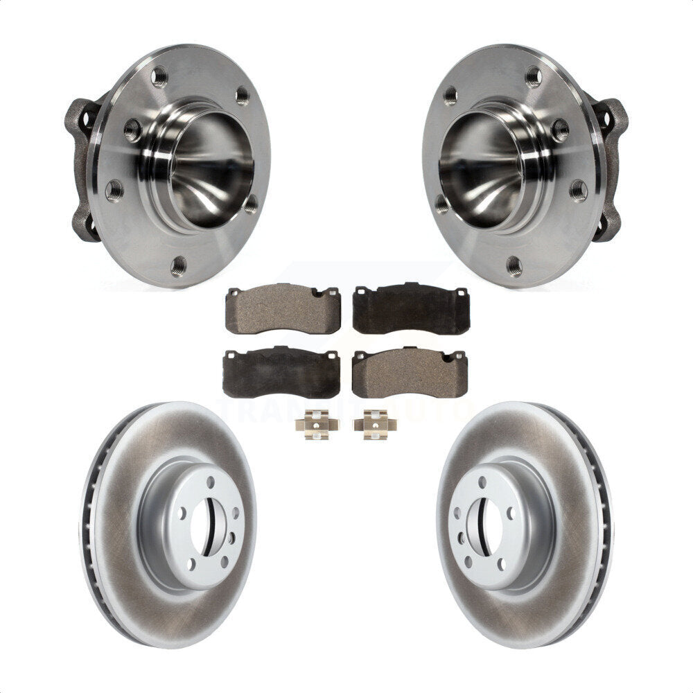 Front Hub Bearing Assembly With Coated Disc Brake Rotors And Semi-Metallic Pads Kit For 2013 BMW 328i 3.0L 340mm Diameter Rotor KBB-103602 by Transit Auto