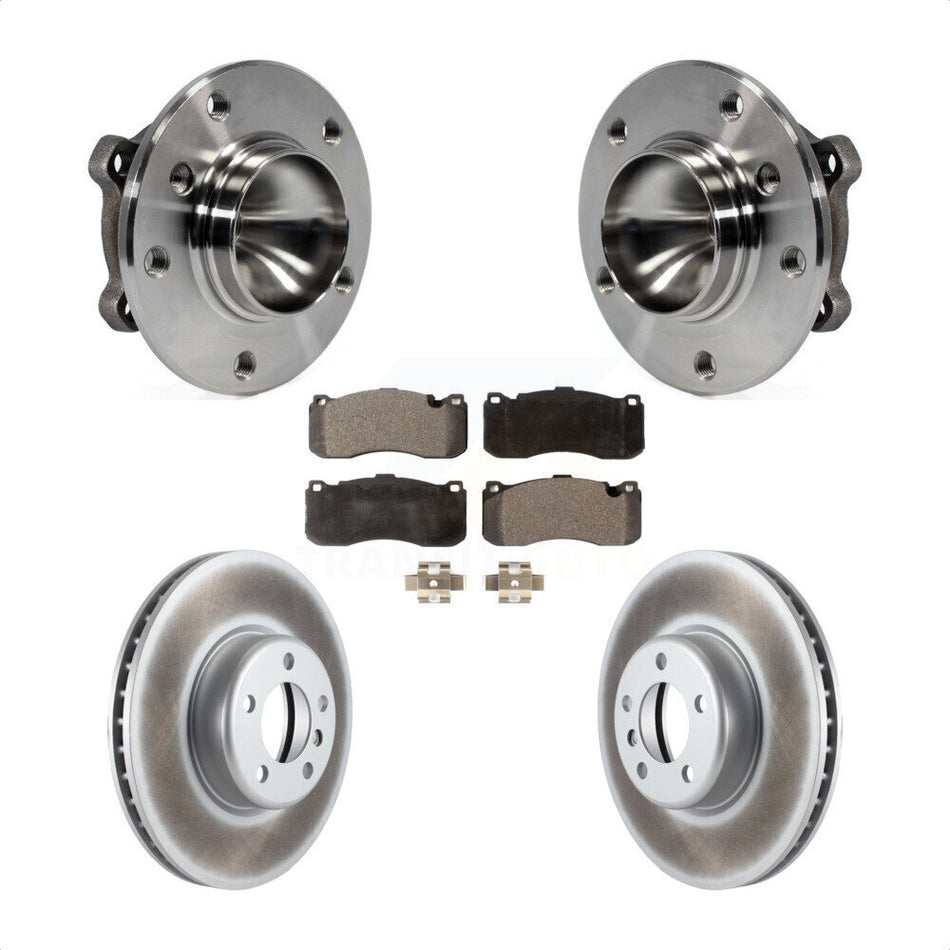 Front Hub Bearing Assembly With Coated Disc Brake Rotors And Semi-Metallic Pads Kit For 2013 BMW 328i 3.0L 340mm Diameter Rotor KBB-103602 by Transit Auto