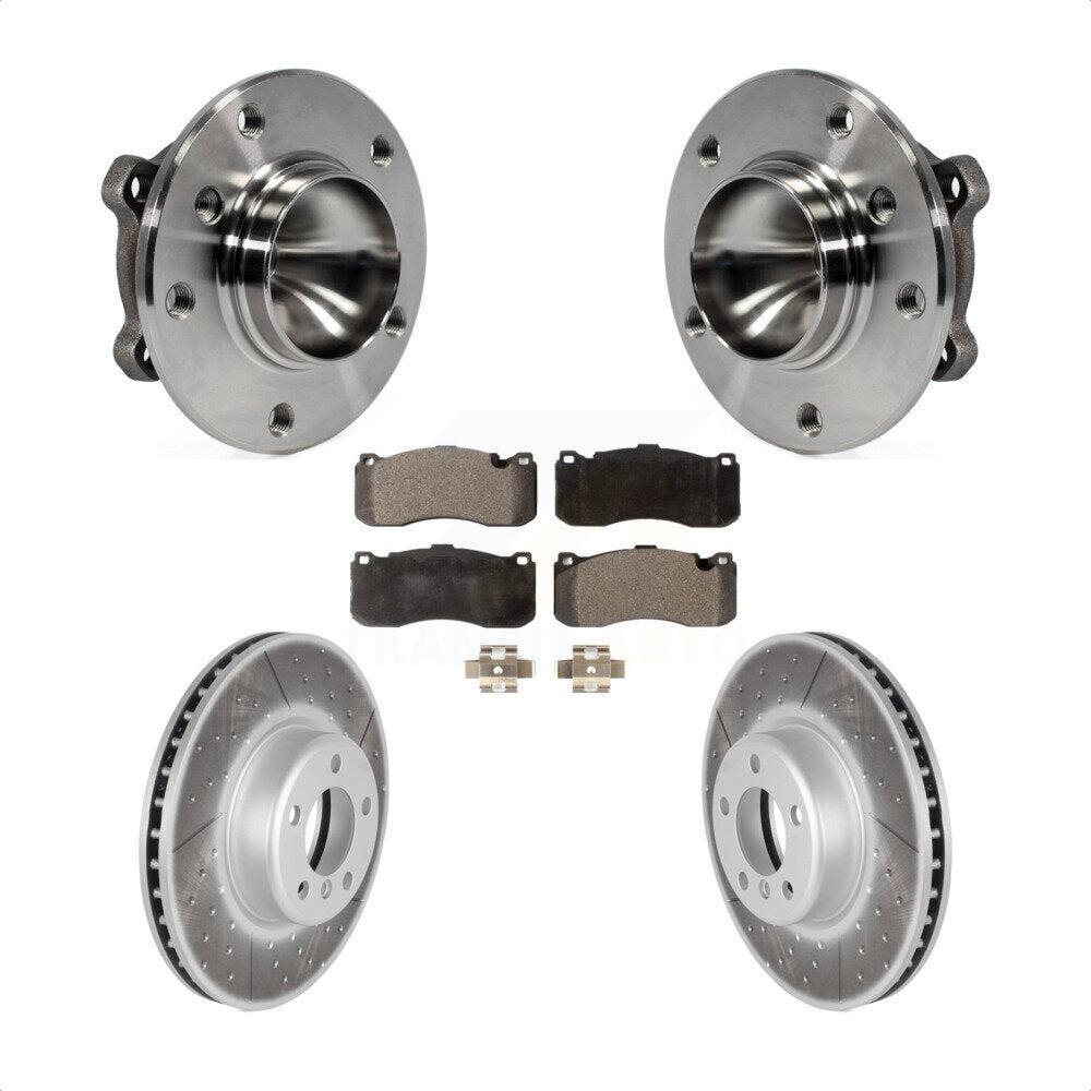 Front Hub Bearing Assembly With Coated Disc Brake Rotors And Semi-Metallic Pads Kit For 2013 BMW 328i 3.0L 340mm Diameter Rotor KBB-103603 by Transit Auto