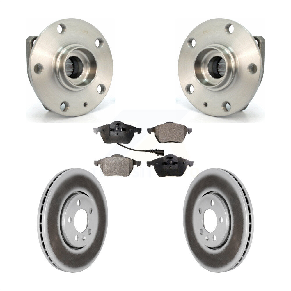 Front Hub Bearing Assembly With Coated Disc Brake Rotors And Semi-Metallic Pads Kit For 2006 Volkswagen Golf 1.8L KBB-103611 by Transit Auto