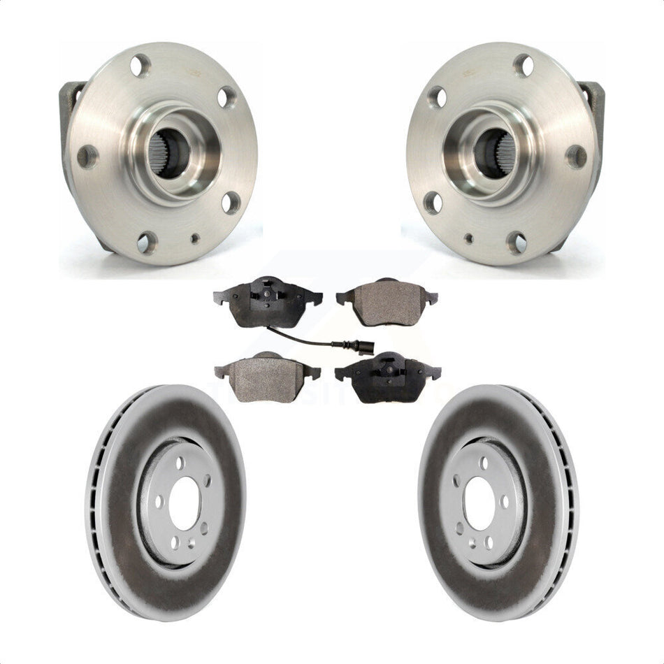 Front Hub Bearing Assembly With Coated Disc Brake Rotors And Semi-Metallic Pads Kit For 2006 Volkswagen Golf 1.8L KBB-103611 by Transit Auto