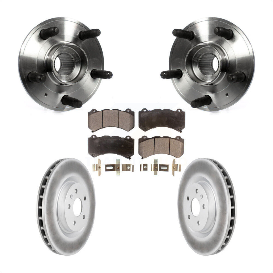 Front Hub Bearing Assembly With Coated Disc Brake Rotors And Semi-Metallic Pads Kit For 2014 Chevrolet Camaro ZL1 KBB-103647 by Transit Auto
