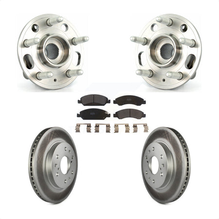 Front Hub Bearing Assembly With Coated Disc Brake Rotors And Semi-Metallic Pads Kit For Cadillac XTS 6 Lug Wheels Heavy Duty Brakes KBB-103658 by Transit Auto