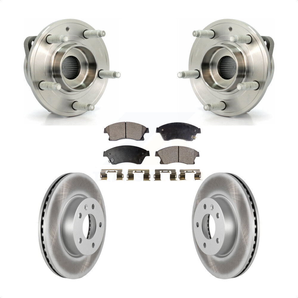 Front Hub Bearing Assembly With Coated Disc Brake Rotors And Semi-Metallic Pads Kit For Cadillac ATS 300mm Diameter Rotor KBB-103703 by Transit Auto
