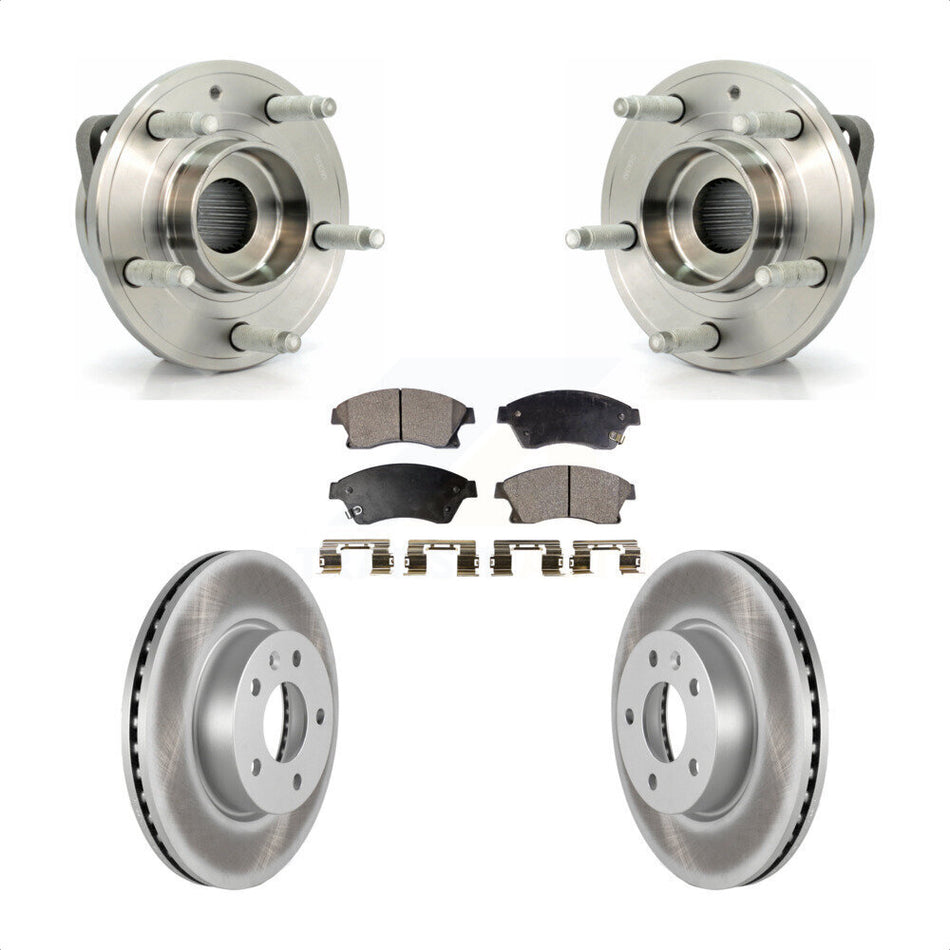 Front Hub Bearing Assembly With Coated Disc Brake Rotors And Semi-Metallic Pads Kit For Cadillac ATS 300mm Diameter Rotor KBB-103703 by Transit Auto