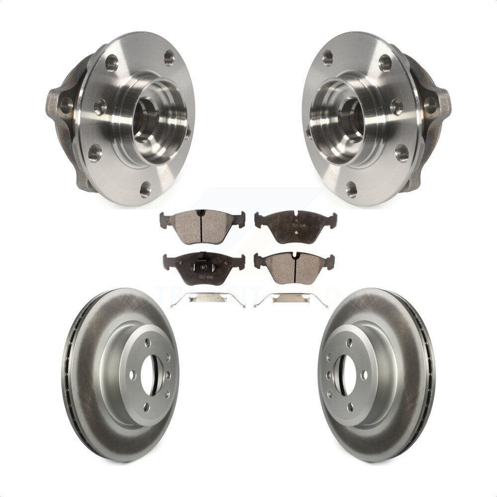 Front Hub Bearing Assembly With Coated Disc Brake Rotors And Semi-Metallic Pads Kit For 2010 BMW X3 KBB-103770 by Transit Auto