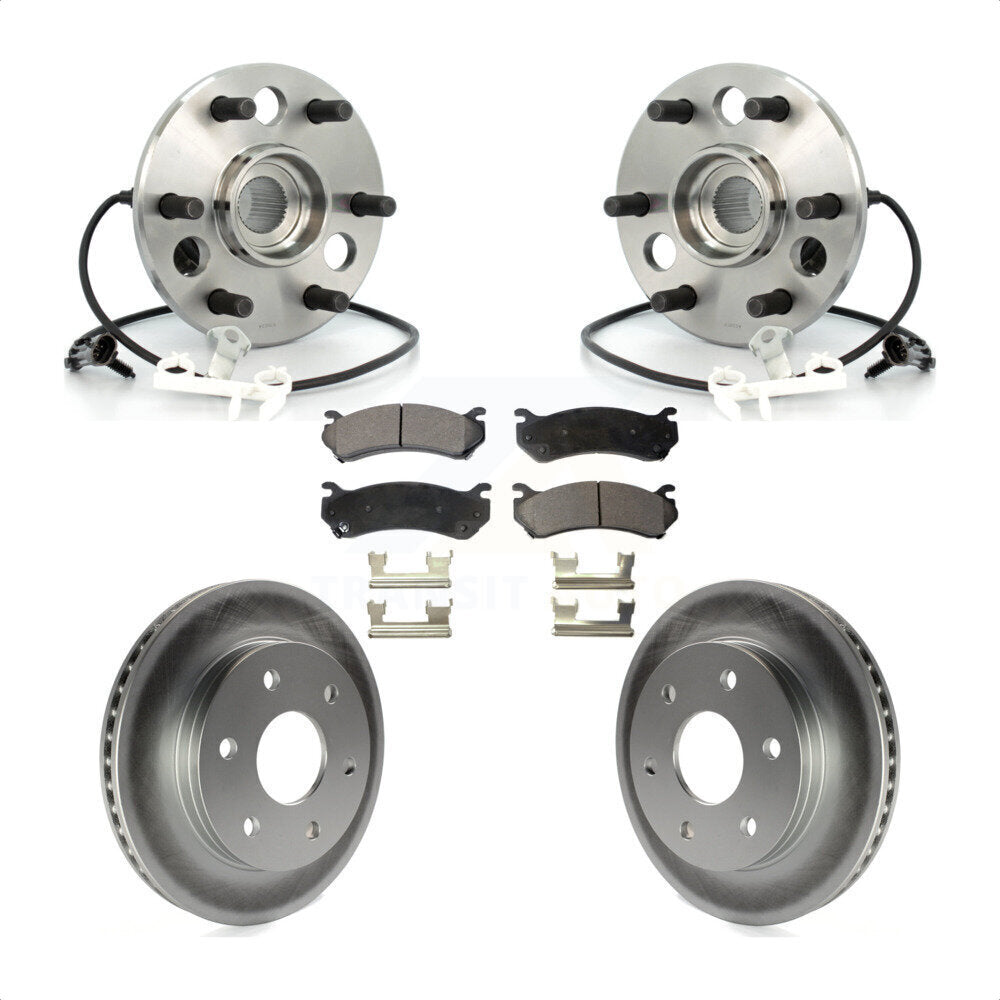 Front Hub Bearing Assembly With Coated Disc Brake Rotors And Semi-Metallic Pads Kit For 2000 Chevrolet Tahoe Z71 with 4WD Rear Brakes KBB-103780 by Transit Auto