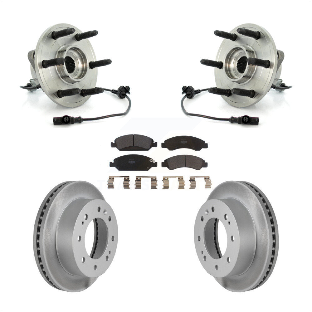 Front Hub Bearing Assembly With Coated Disc Brake Rotors And Semi-Metallic Pads Kit For 2011 Chevrolet Silverado 1500 Hybrid with 4WD KBB-103850 by Transit Auto
