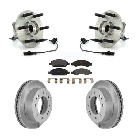 Front Hub Bearing Assembly With Coated Disc Brake Rotors And Semi-Metallic Pads Kit For 2011 Chevrolet Silverado 1500 Hybrid with 4WD KBB-103850 by Transit Auto
