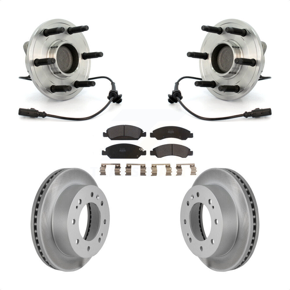 Front Hub Bearing Assembly With Coated Disc Brake Rotors And Semi-Metallic Pads Kit For 2011 Chevrolet Silverado 1500 Hybrid with RWD KBB-103855 by Transit Auto