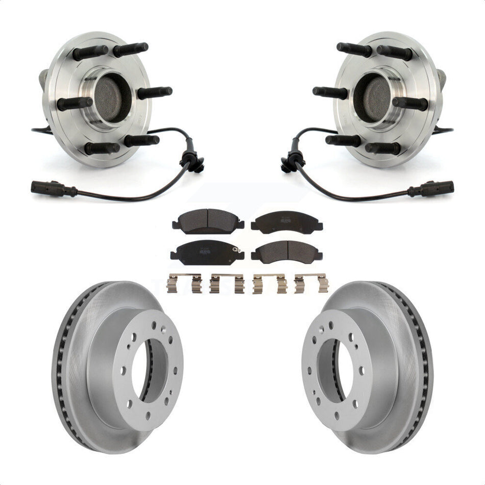 Front Hub Bearing Assembly With Coated Disc Brake Rotors And Semi-Metallic Pads Kit For 2011 Chevrolet Silverado 1500 Hybrid with RWD KBB-103855 by Transit Auto