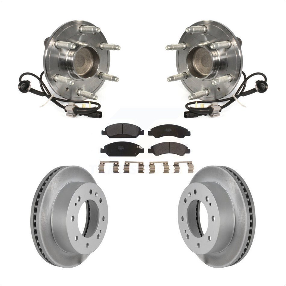Front Hub Bearing Assembly With Coated Disc Brake Rotors And Semi-Metallic Pads Kit For 2018-2019 Chevrolet Suburban RWD 8 Lug Wheels KBB-103896 by Transit Auto