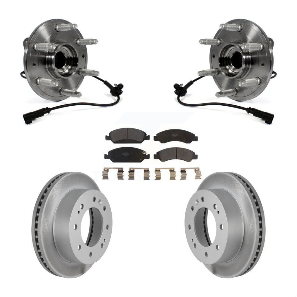 Front Hub Bearing Assembly With Coated Disc Brake Rotors And Semi-Metallic Pads Kit For Chevrolet Suburban 4WD KBB-103898 by Transit Auto