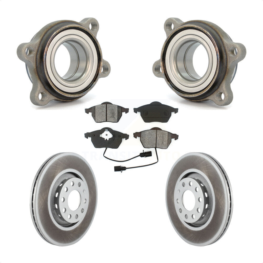 Front Hub Bearing Assembly With Coated Disc Brake Rotors And Semi-Metallic Pads Kit For Audi A4 Quattro A6 S4 S6 KBB-103931 by Transit Auto
