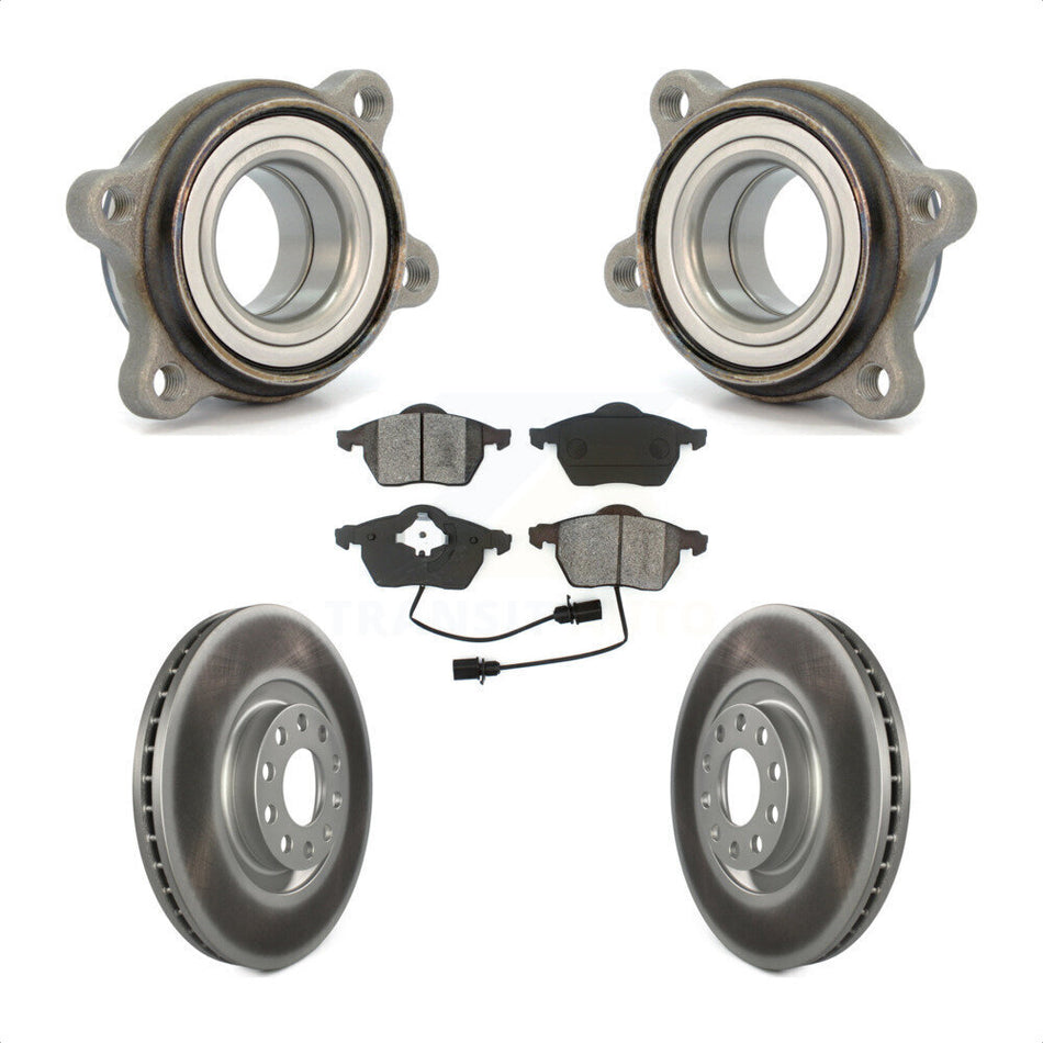 Front Hub Bearing Assembly With Coated Disc Brake Rotors And Semi-Metallic Pads Kit For 2000 Audi A6 Quattro 320mm Diameter Rotor KBB-103932 by Transit Auto