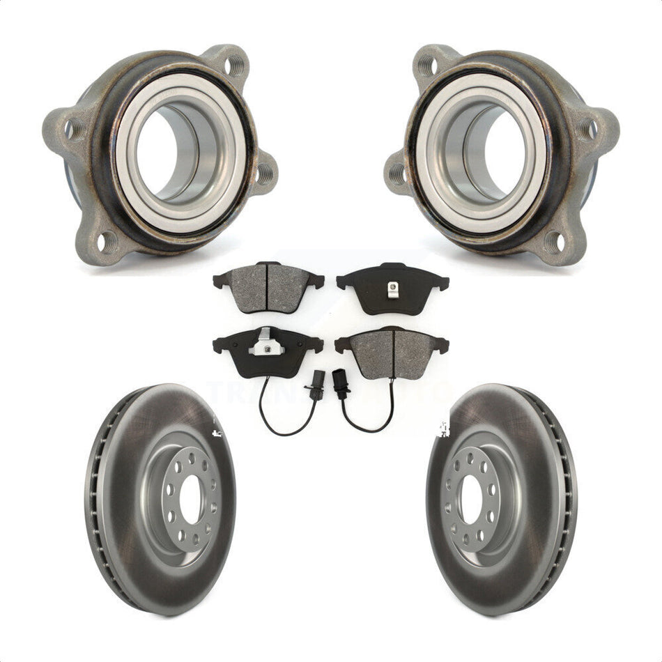 Front Hub Bearing Assembly With Coated Disc Brake Rotors And Semi-Metallic Pads Kit For Audi A6 S6 321mm Diameter Rotor Single Piston Caliper KBB-103933 by Transit Auto