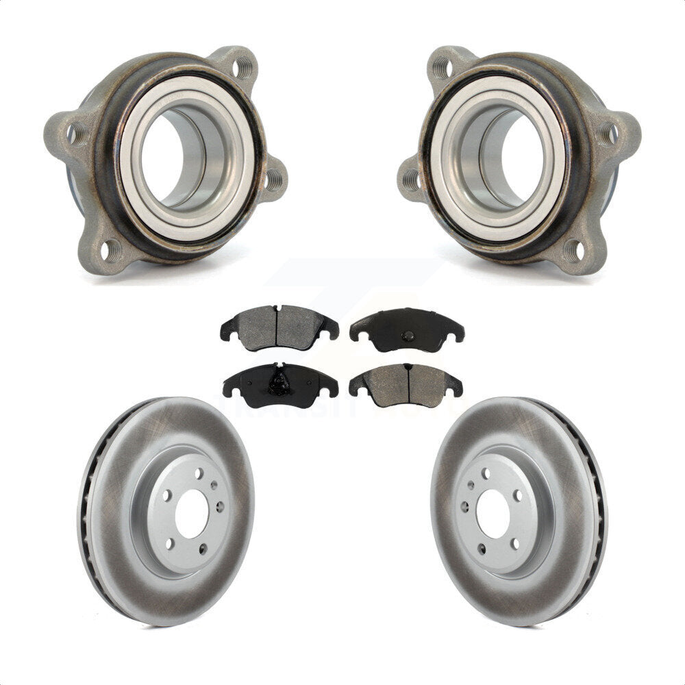 Front Hub Bearing Assembly With Coated Disc Brake Rotors And Semi-Metallic Pads Kit For 2009 Audi A4 Sedan 85mm Pilot Diameter KBB-103934 by Transit Auto