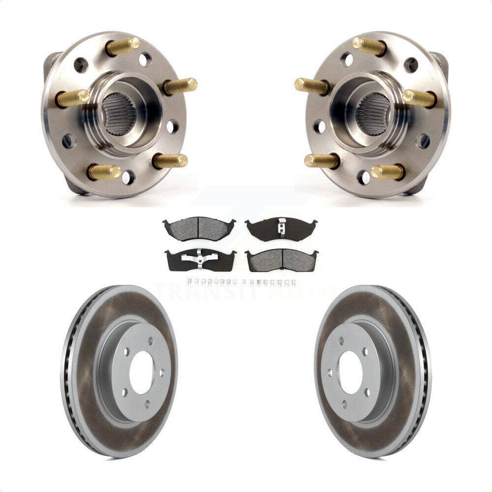 Front Hub Bearing Assembly With Coated Disc Brake Rotors And Semi-Metallic Pads Kit For Chrysler Dodge Intrepid 300M Concorde LHS KBB-103953 by Transit Auto
