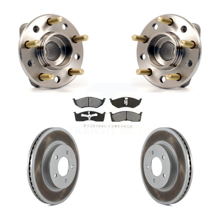 Front Hub Bearing Assembly With Coated Disc Brake Rotors And Semi-Metallic Pads Kit For Chrysler Dodge Intrepid 300M Concorde LHS KBB-103953 by Transit Auto