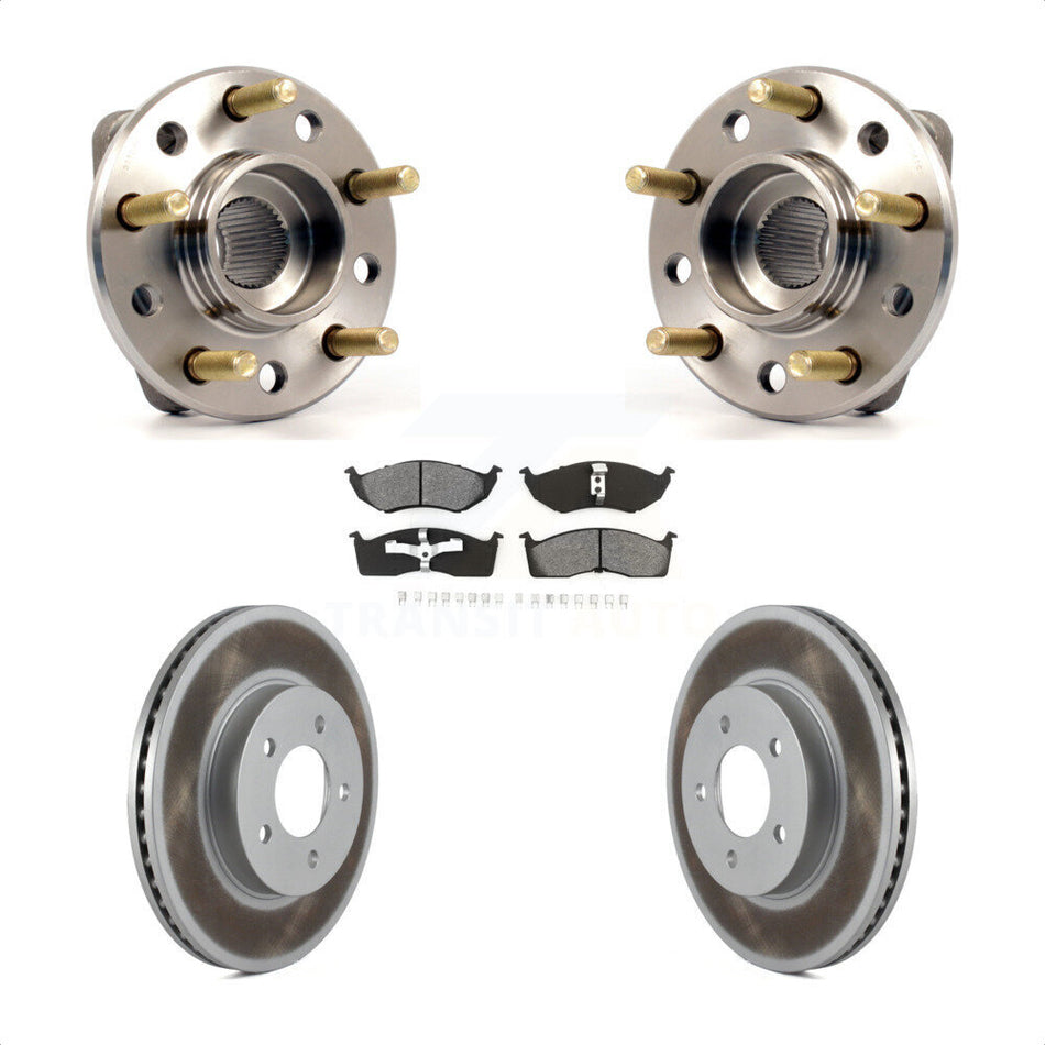 Front Hub Bearing Assembly With Coated Disc Brake Rotors And Semi-Metallic Pads Kit For Chrysler Dodge Intrepid 300M Concorde LHS KBB-103953 by Transit Auto