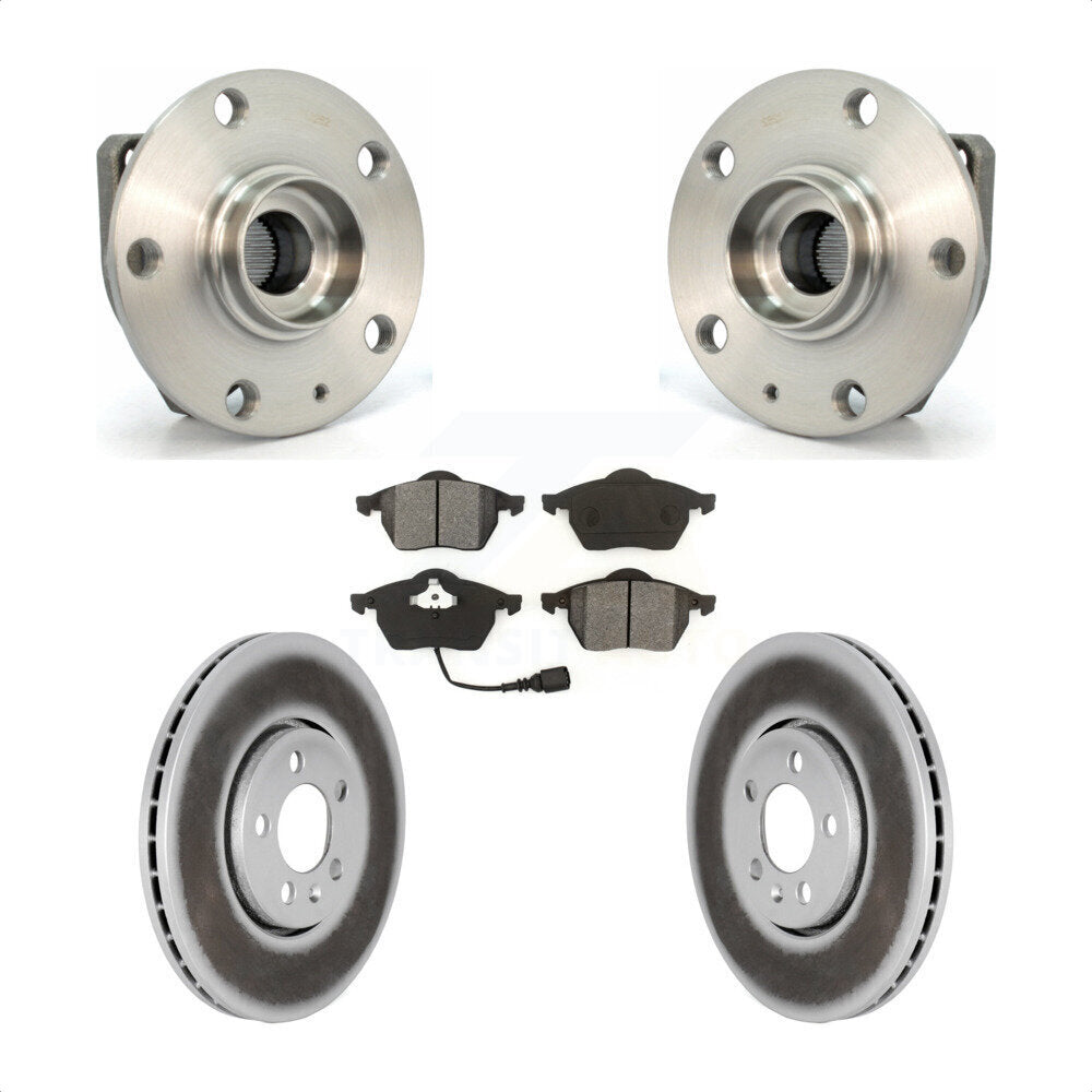 Front Hub Bearing Assembly With Coated Disc Brake Rotors And Semi-Metallic Pads Kit For 2006 Volkswagen Golf 1.8L KBB-104092 by Transit Auto