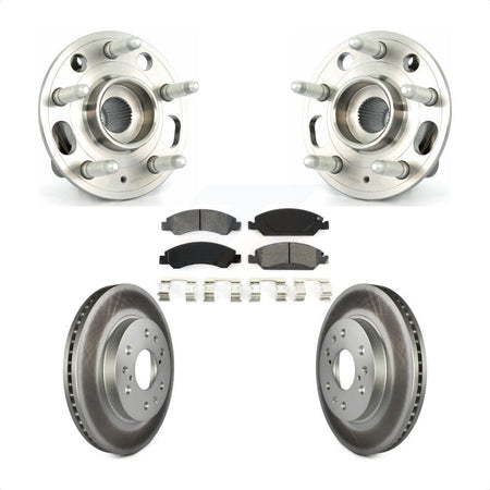 Front Hub Bearing Assembly With Coated Disc Brake Rotors And Semi-Metallic Pads Kit For Cadillac XTS 6 Lug Wheels Heavy Duty Brakes KBB-104138 by Transit Auto