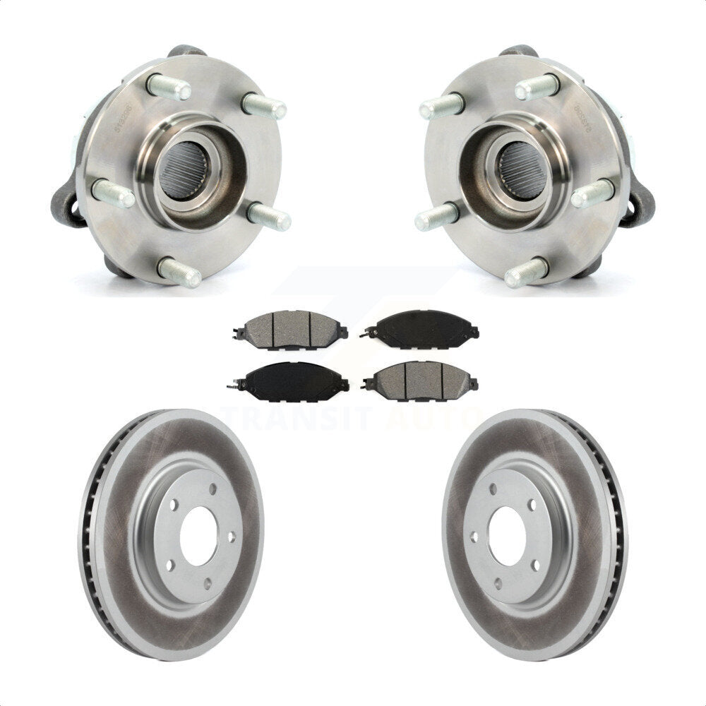 Front Hub Bearing Assembly With Coated Disc Brake Rotors And Semi-Metallic Pads Kit For 2016 Nissan Pathfinder From 11 15 KBB-104148 by Transit Auto