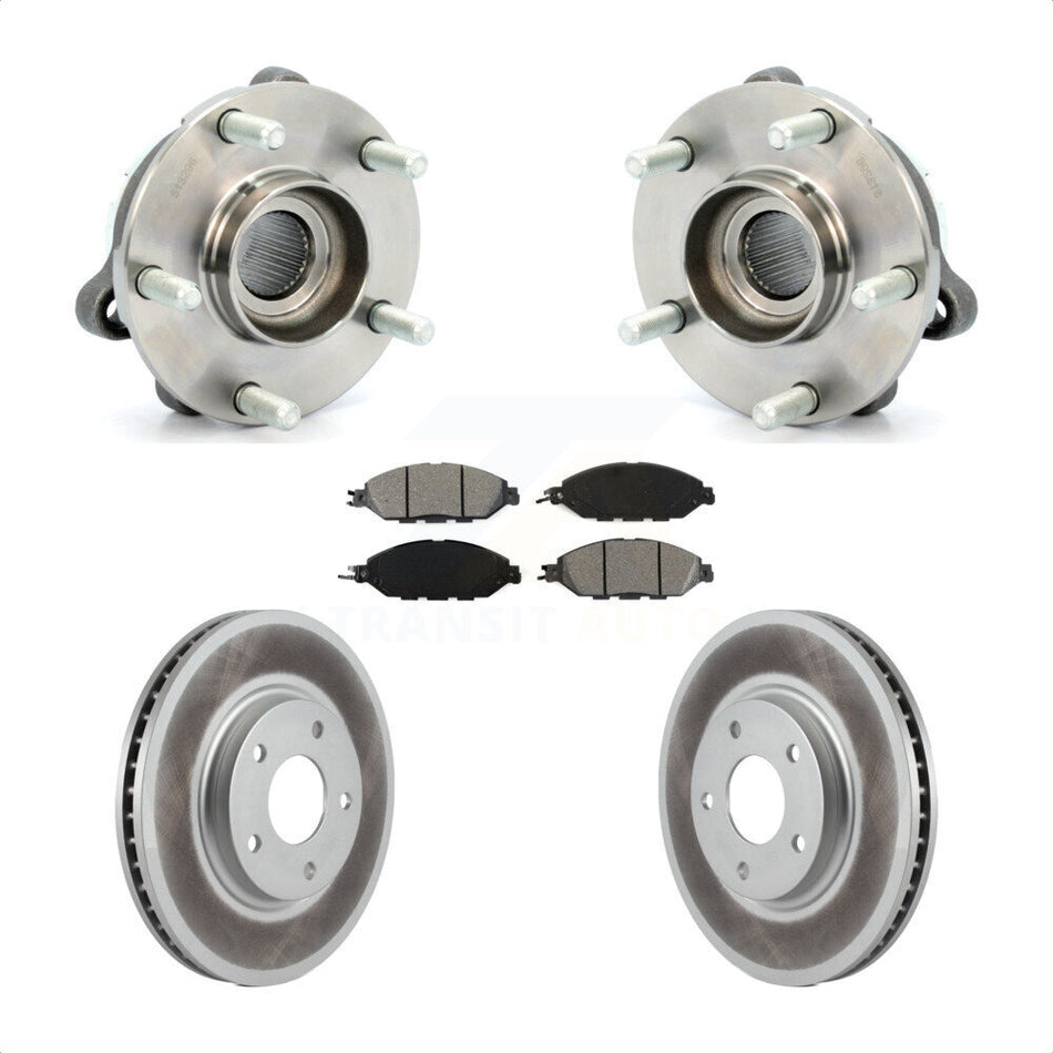 Front Hub Bearing Assembly With Coated Disc Brake Rotors And Semi-Metallic Pads Kit For 2016 Nissan Pathfinder From 11 15 KBB-104148 by Transit Auto