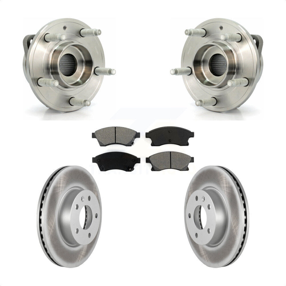 Front Hub Bearing Assembly With Coated Disc Brake Rotors And Semi-Metallic Pads Kit For Cadillac ATS 300mm Diameter Rotor KBB-104181 by Transit Auto