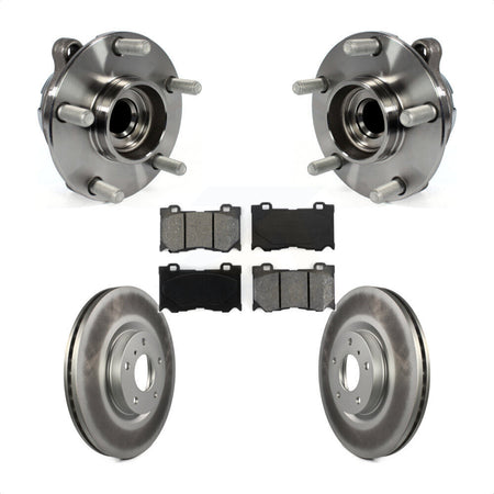 Front Hub Bearing Assembly With Coated Disc Brake Rotors And Semi-Metallic Pads Kit For 2017-2018 INFINITI Q70 Hybrid with RWD Sport Package KBB-104197 by Transit Auto