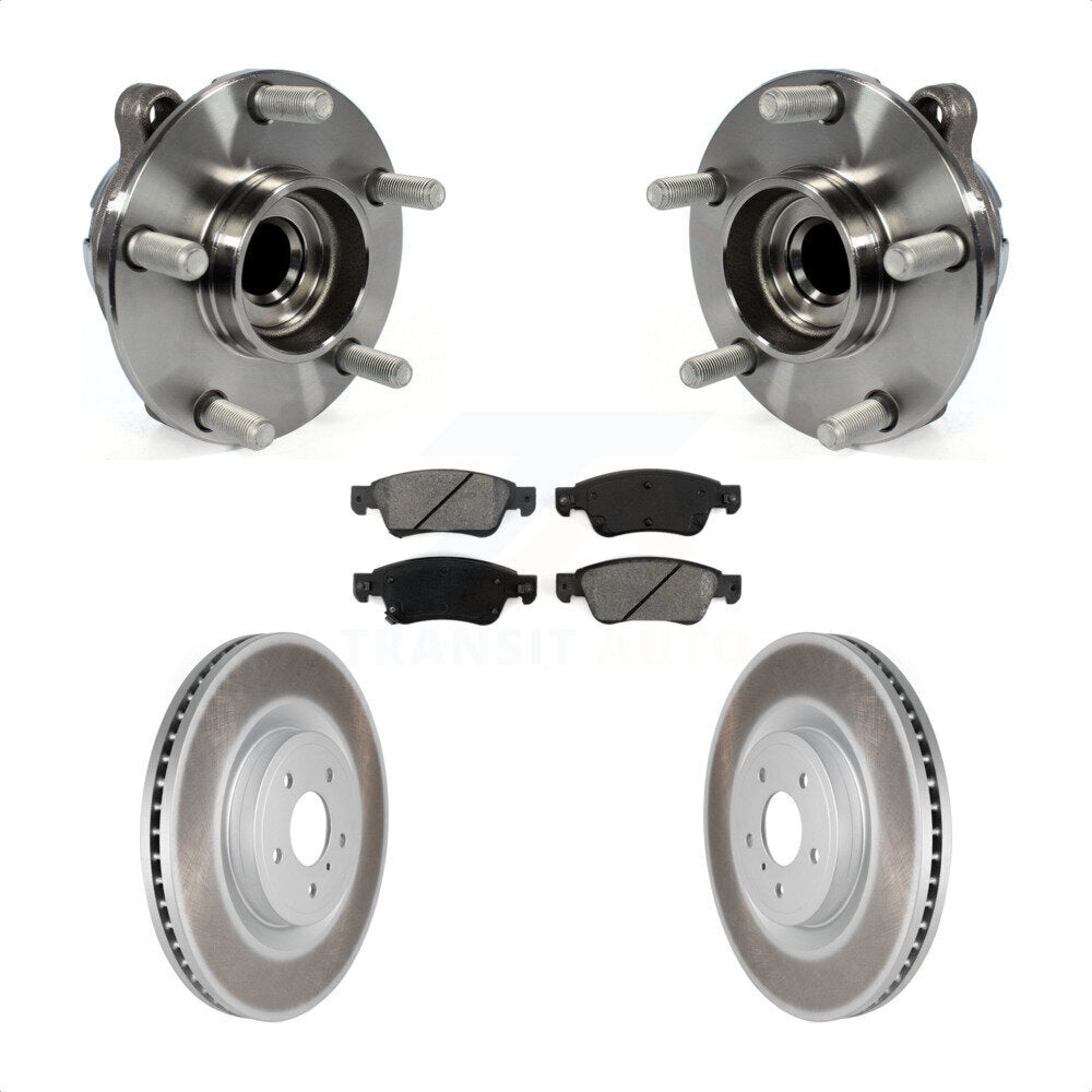 Front Hub Bearing Assembly With Coated Disc Brake Rotors And Semi-Metallic Pads Kit For 2014 INFINITI Q60 Sport with RWD Without Package KBB-104201 by Transit Auto