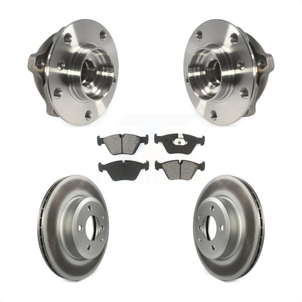 Front Hub Bearing Assembly With Coated Disc Brake Rotors And Semi-Metallic Pads Kit For 2010 BMW X3 KBB-104248 by Transit Auto