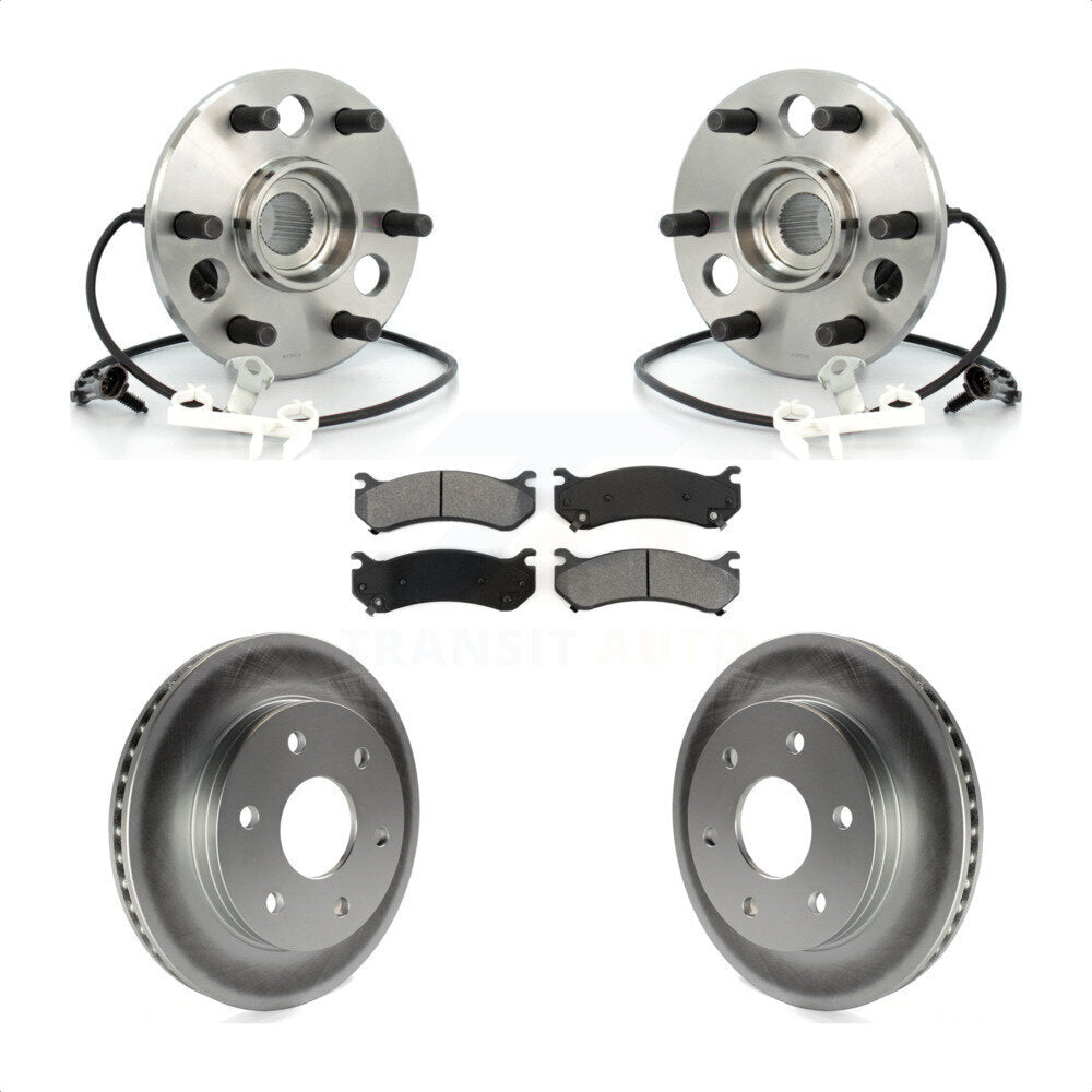 Front Hub Bearing Assembly With Coated Disc Brake Rotors And Semi-Metallic Pads Kit For 2000 Chevrolet Tahoe Z71 with 4WD Rear Brakes KBB-104257 by Transit Auto