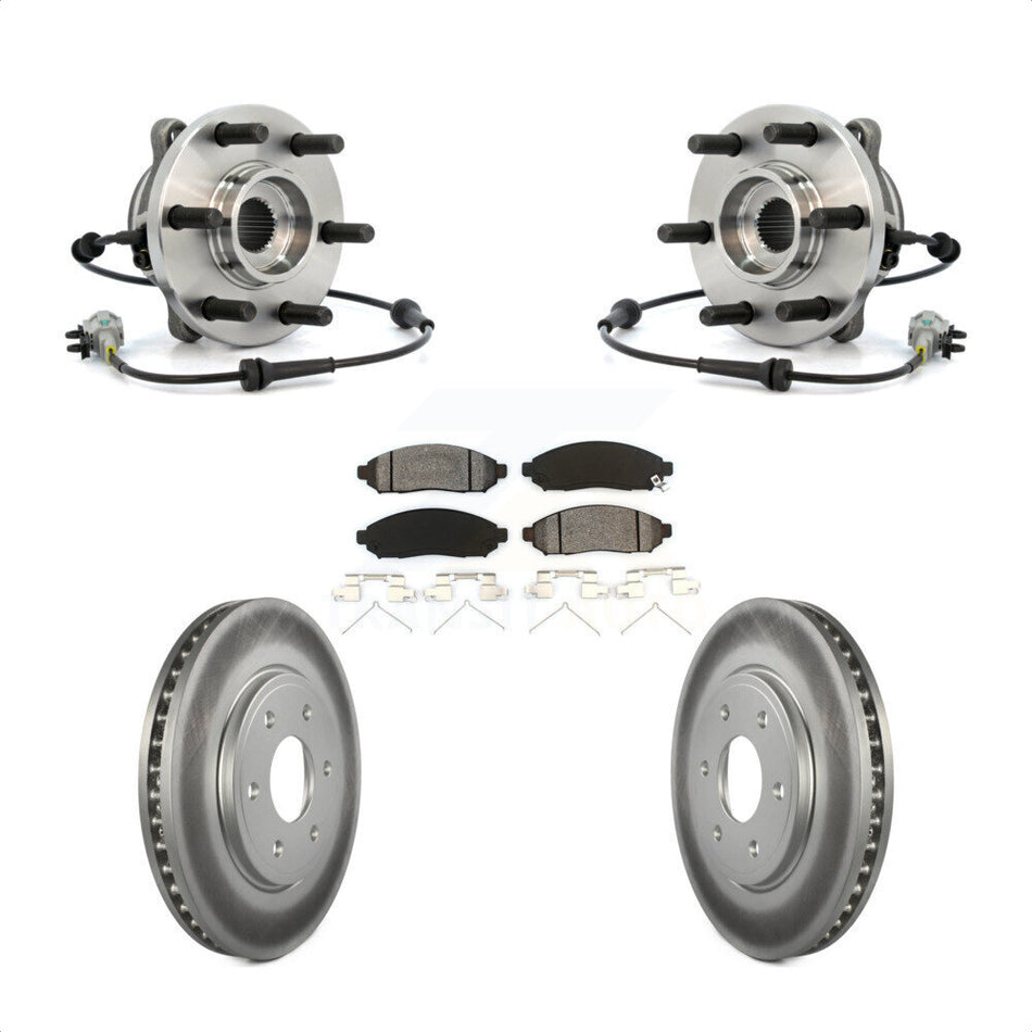 Front Hub Bearing Assembly With Coated Disc Brake Rotors And Semi-Metallic Pads Kit For Nissan Frontier 4WD with 2.5L KBB-104294 by Transit Auto