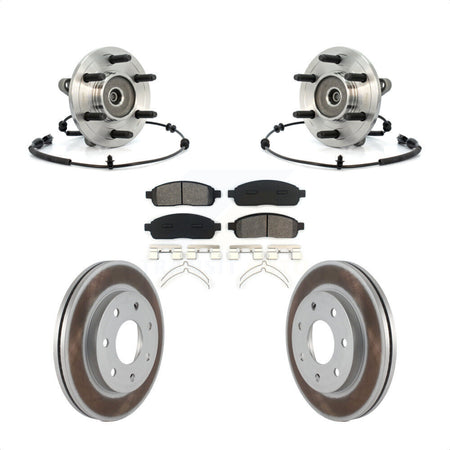 Front Hub Bearing Assembly With Coated Disc Brake Rotors And Semi-Metallic Pads Kit For 2006-2008 Lincoln Mark LT 4WD 7 Lug Wheels KBB-104308 by Transit Auto