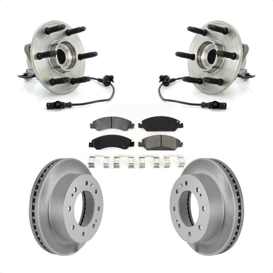 Front Hub Bearing Assembly With Coated Disc Brake Rotors And Semi-Metallic Pads Kit For 2011 Chevrolet Silverado 1500 Hybrid with 4WD KBB-104331 by Transit Auto