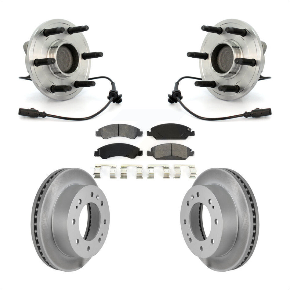 Front Hub Bearing Assembly With Coated Disc Brake Rotors And Semi-Metallic Pads Kit For 2011 Chevrolet Silverado 1500 Hybrid with RWD KBB-104336 by Transit Auto