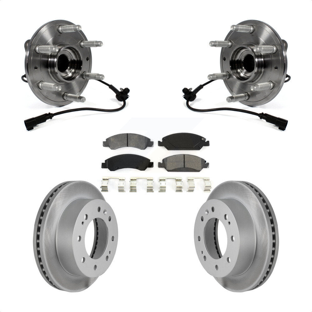 Front Hub Bearing Assembly With Coated Disc Brake Rotors And Semi-Metallic Pads Kit For Chevrolet Suburban 4WD KBB-104379 by Transit Auto