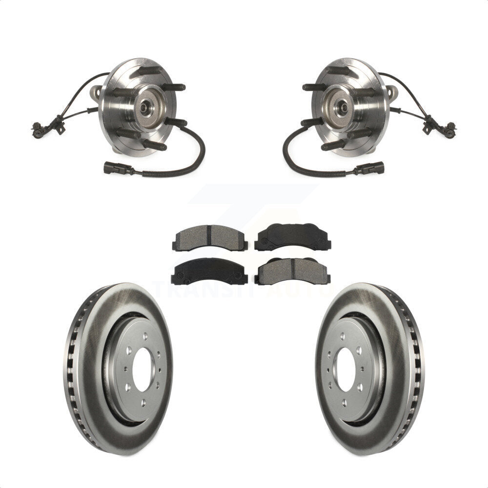 Front Hub Bearing Assembly With Coated Disc Brake Rotors And Semi-Metallic Pads Kit For Ford F-150 Expedition Lincoln Navigator KBB-104381 by Transit Auto