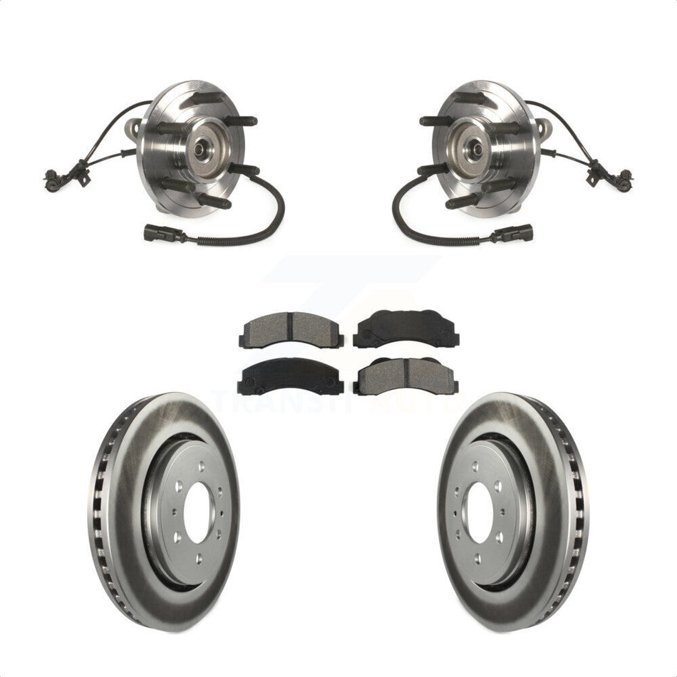 Front Hub Bearing Assembly With Coated Disc Brake Rotors And Semi-Metallic Pads Kit For Ford F-150 Expedition Lincoln Navigator KBB-104381 by Transit Auto