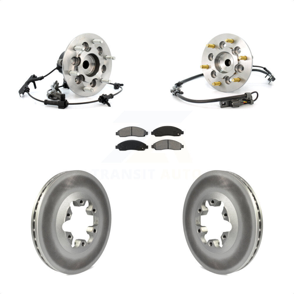 Front Hub Bearing Assembly With Coated Disc Brake Rotors And Semi-Metallic Pads Kit For 2007-2008 Isuzu i-370 RWD Sport Chassis Package (ZQ8) KBB-104395 by Transit Auto
