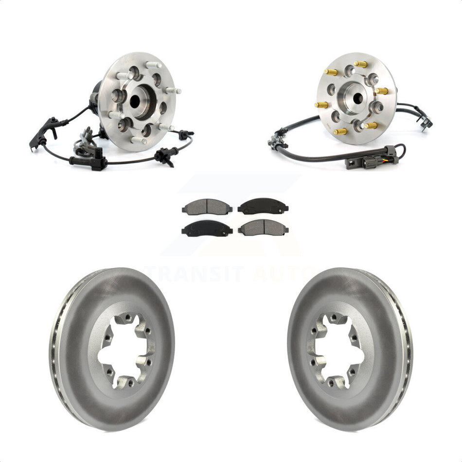 Front Hub Bearing Assembly With Coated Disc Brake Rotors And Semi-Metallic Pads Kit For 2007-2008 Isuzu i-370 RWD Sport Chassis Package (ZQ8) KBB-104395 by Transit Auto