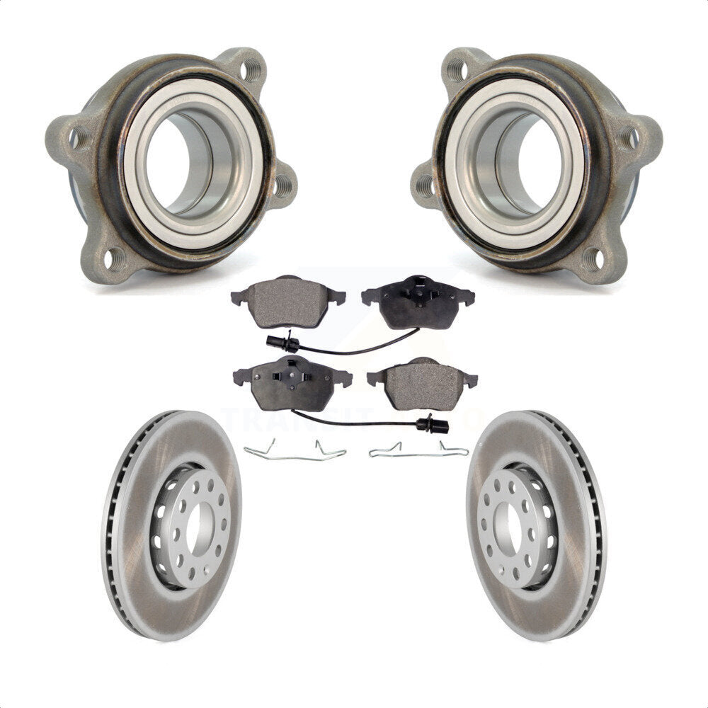 Front Hub Bearing Assembly With Coated Disc Brake Rotors And Ceramic Pads Kit For Audi A4 Quattro A6 288mm Diameter Rotor KBB-104402 by Transit Auto