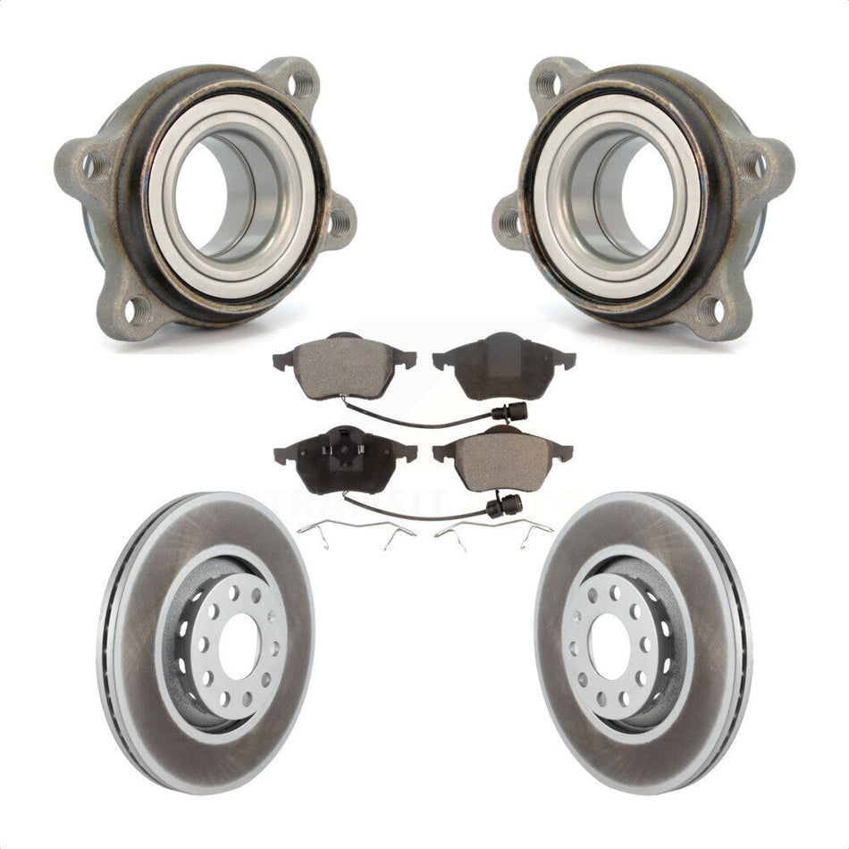 Front Hub Bearing Assembly With Coated Disc Brake Rotors And Ceramic Pads Kit For 1999-1999 Audi A8 Quattro KBB-104403 by Transit Auto