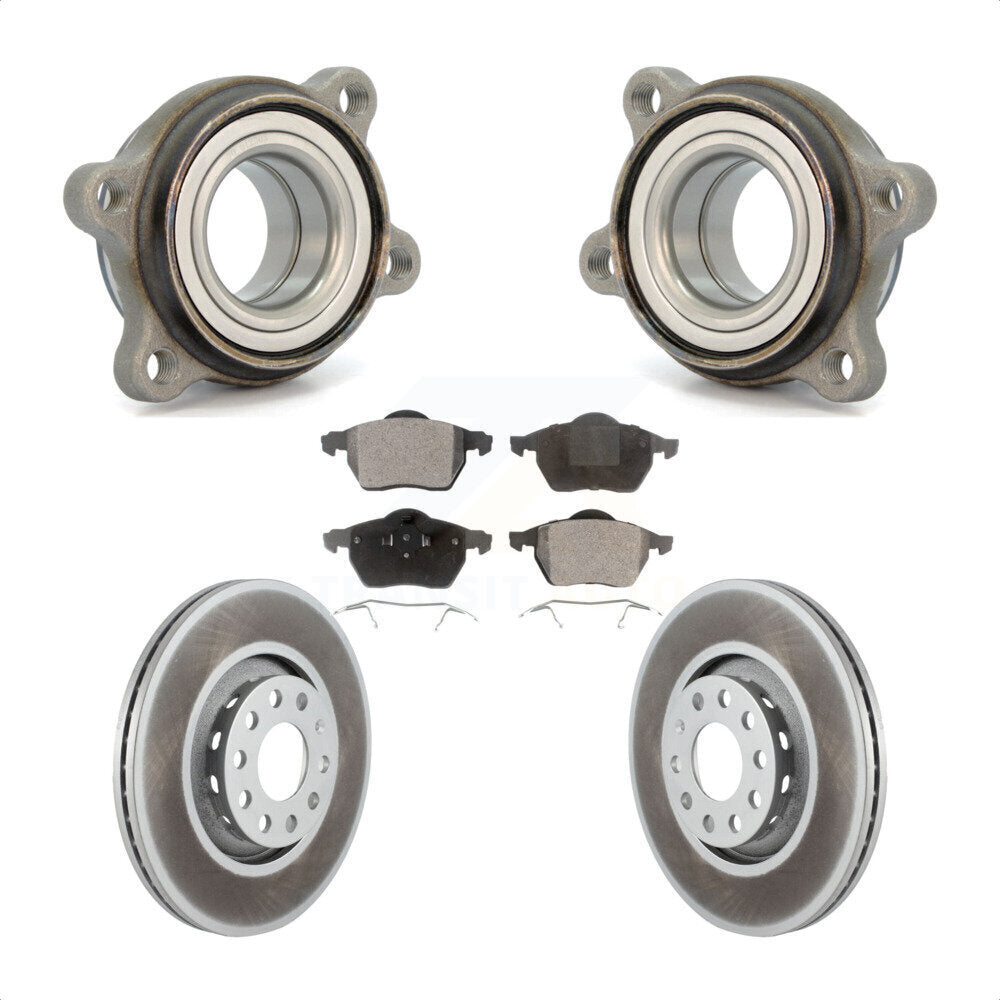 Front Hub Bearing Assembly With Coated Disc Brake Rotors And Ceramic Pads Kit For Audi A4 Quattro A6 S4 S6 KBB-104404 by Transit Auto